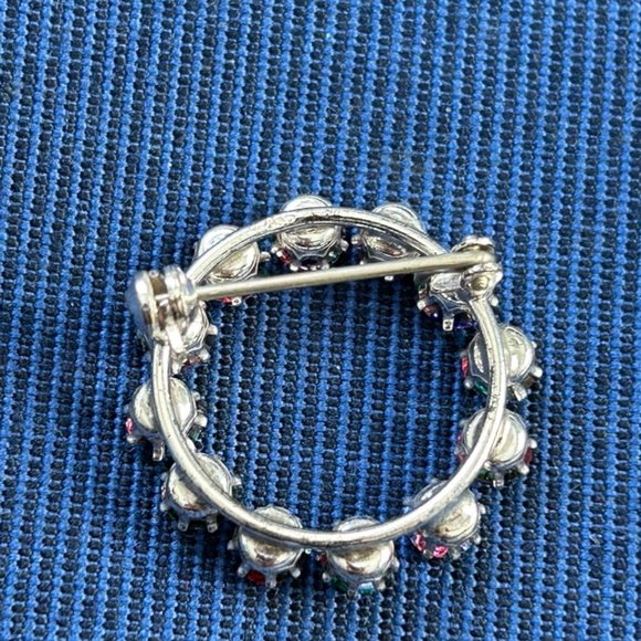 Vintage Silver Art Deco Iris Crystal Glass Eternity Brooch - Picture 3 of 7